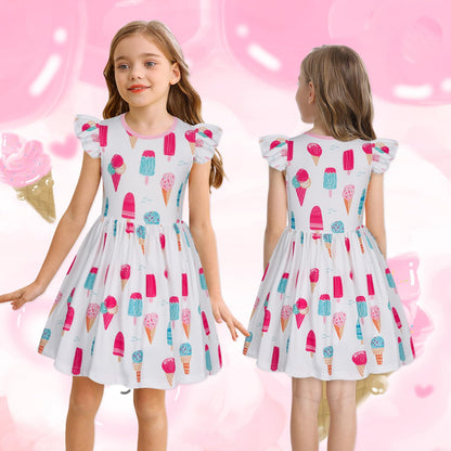 WonderBabe Easter Dresses for Girls Toddler Flutter Sleeve Easter Dress Casual Party School Dresses Clothes for Kids