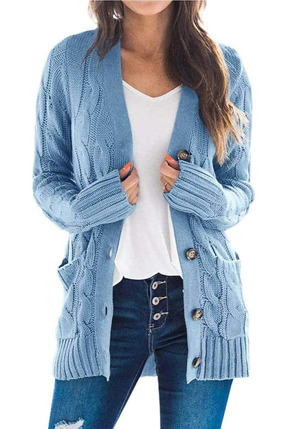 PRETTYGARDEN Women's Open Front Cardigan Sweaters Fall Fashion Button Down Cable Knit Chunky Winter Outerwear Coats