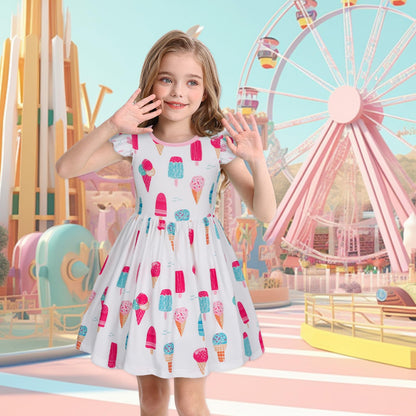 WonderBabe Easter Dresses for Girls Toddler Flutter Sleeve Easter Dress Casual Party School Dresses Clothes for Kids
