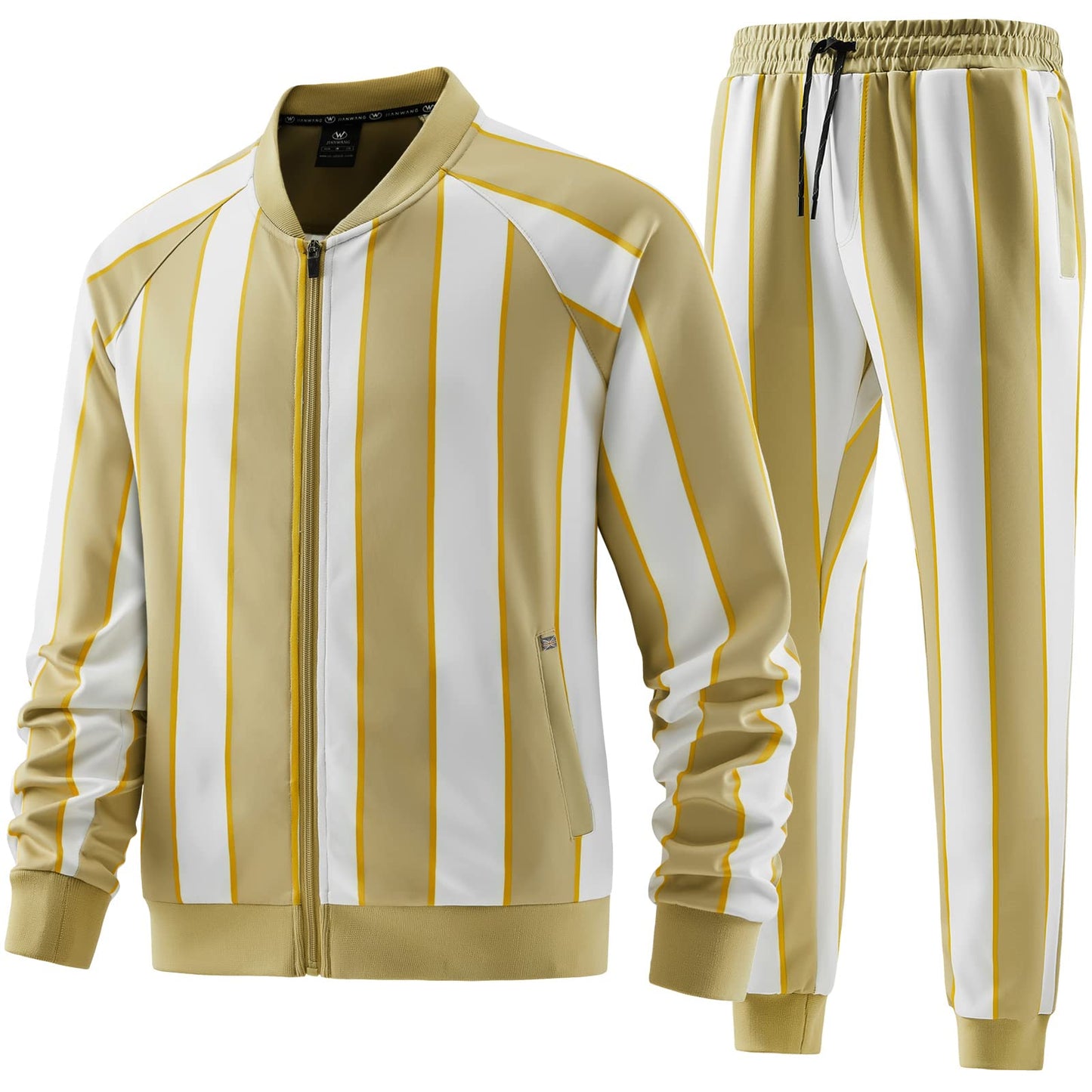 W JIANWANG Men's Casual Tracksuits Long Sleeve Jogging Suits Sweatsuit Sets Track Jackets and Pants 2 Piece Outfit