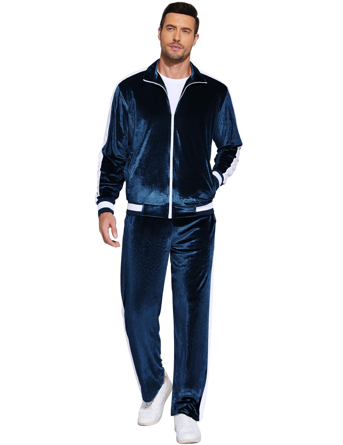 COOFANDY Mens Tracksuit 2 Piece Set Velour Velvet Sweatsuit Jogging Suits Full Zip Jacket Pants Outfits