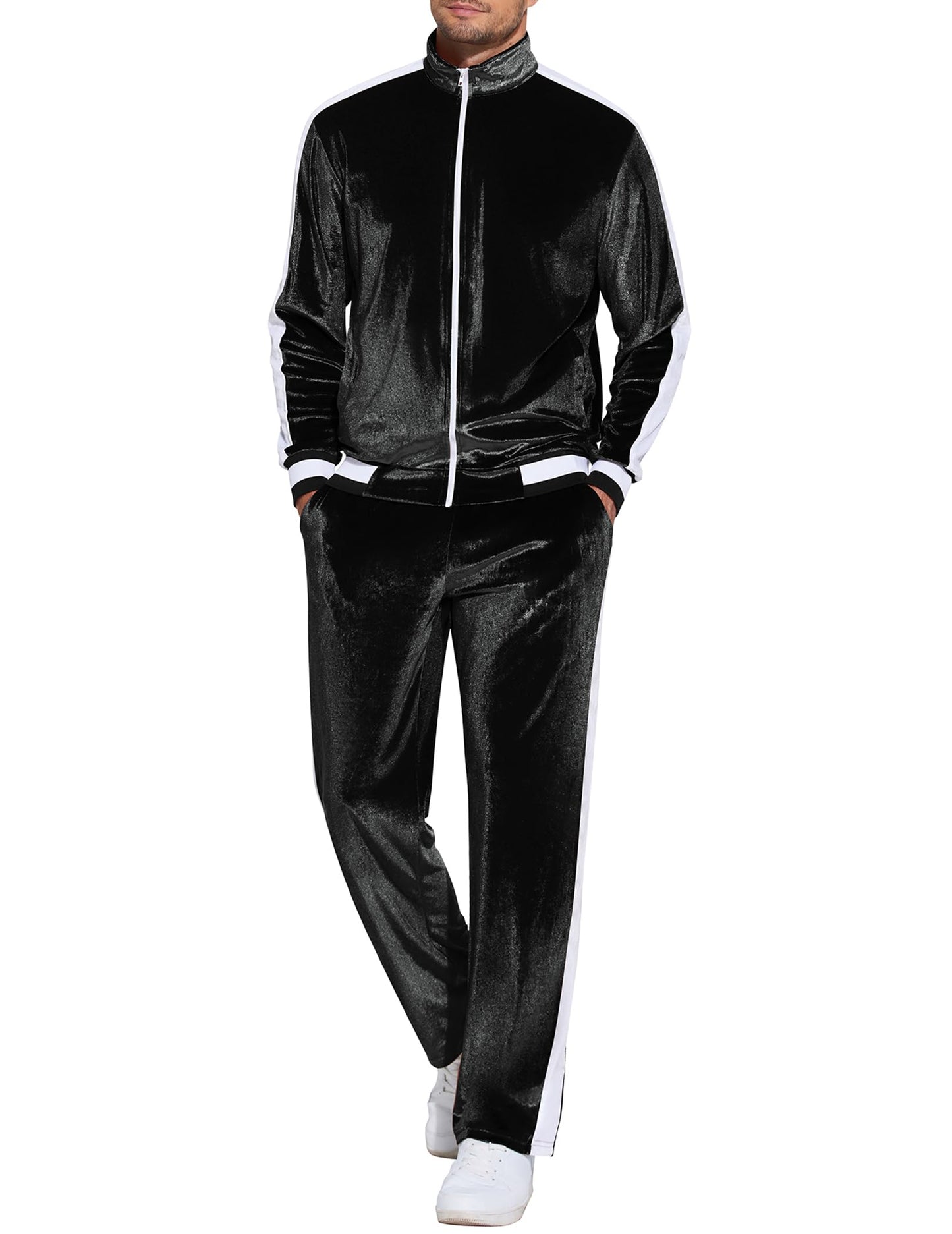 COOFANDY Mens Tracksuit 2 Piece Set Velour Velvet Sweatsuit Jogging Suits Full Zip Jacket Pants Outfits