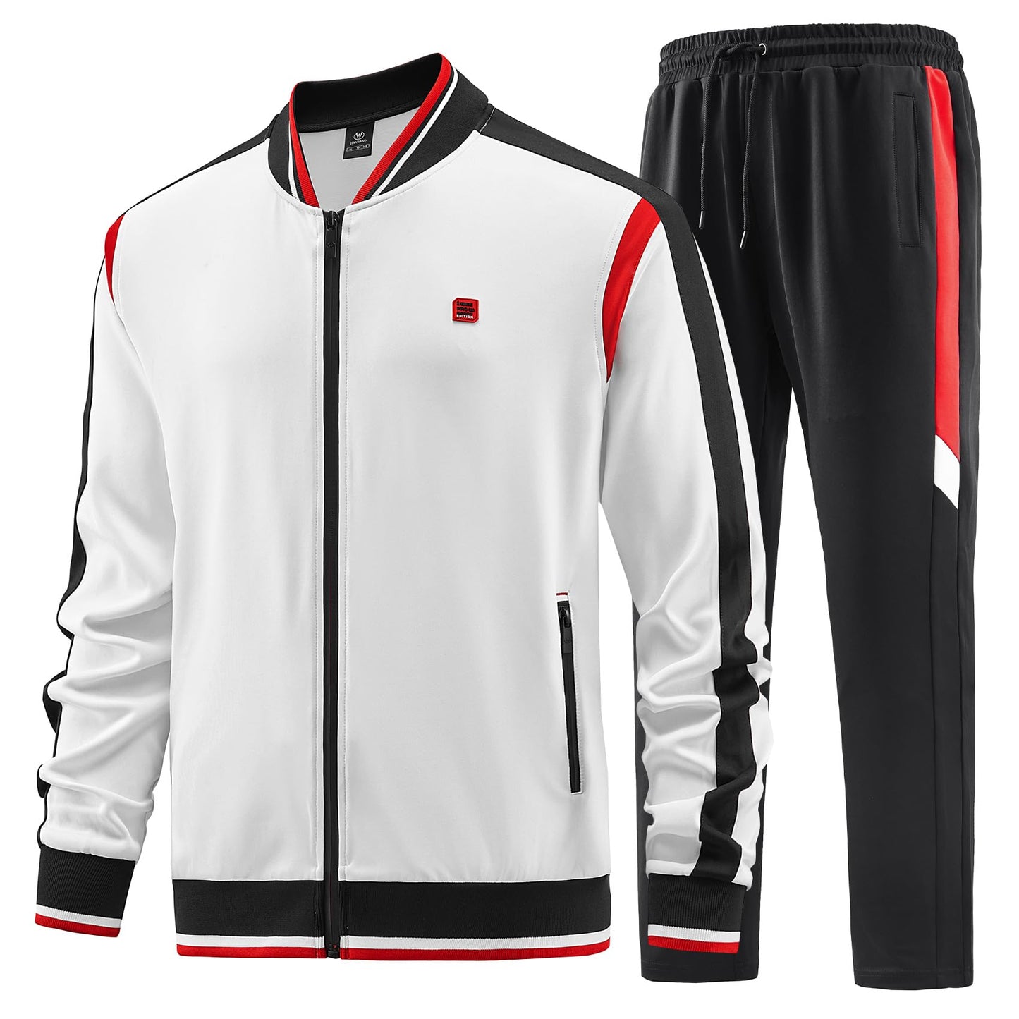 W JIANWANG Men's Casual Tracksuits Long Sleeve Jogging Suits Sweatsuit Sets Track Jackets and Pants 2 Piece Outfit