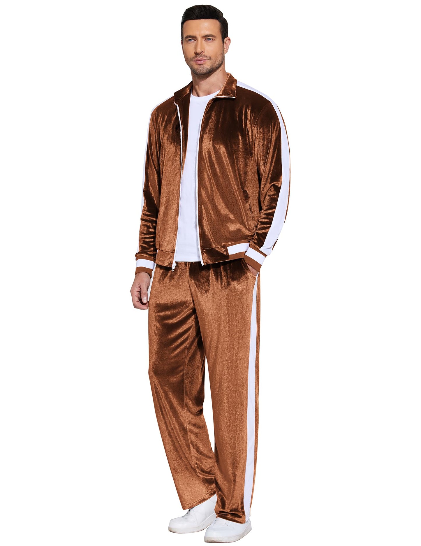 COOFANDY Mens Tracksuit 2 Piece Set Velour Velvet Sweatsuit Jogging Suits Full Zip Jacket Pants Outfits