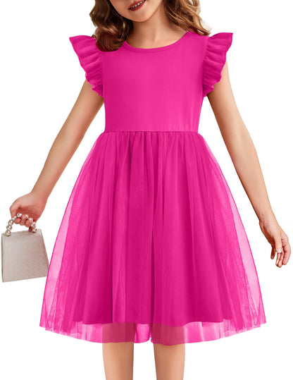 Toddler Tutu Dress Girls Ruffle Tulle Dresses Cute Summer Party Princess Sundress for 2-7Y