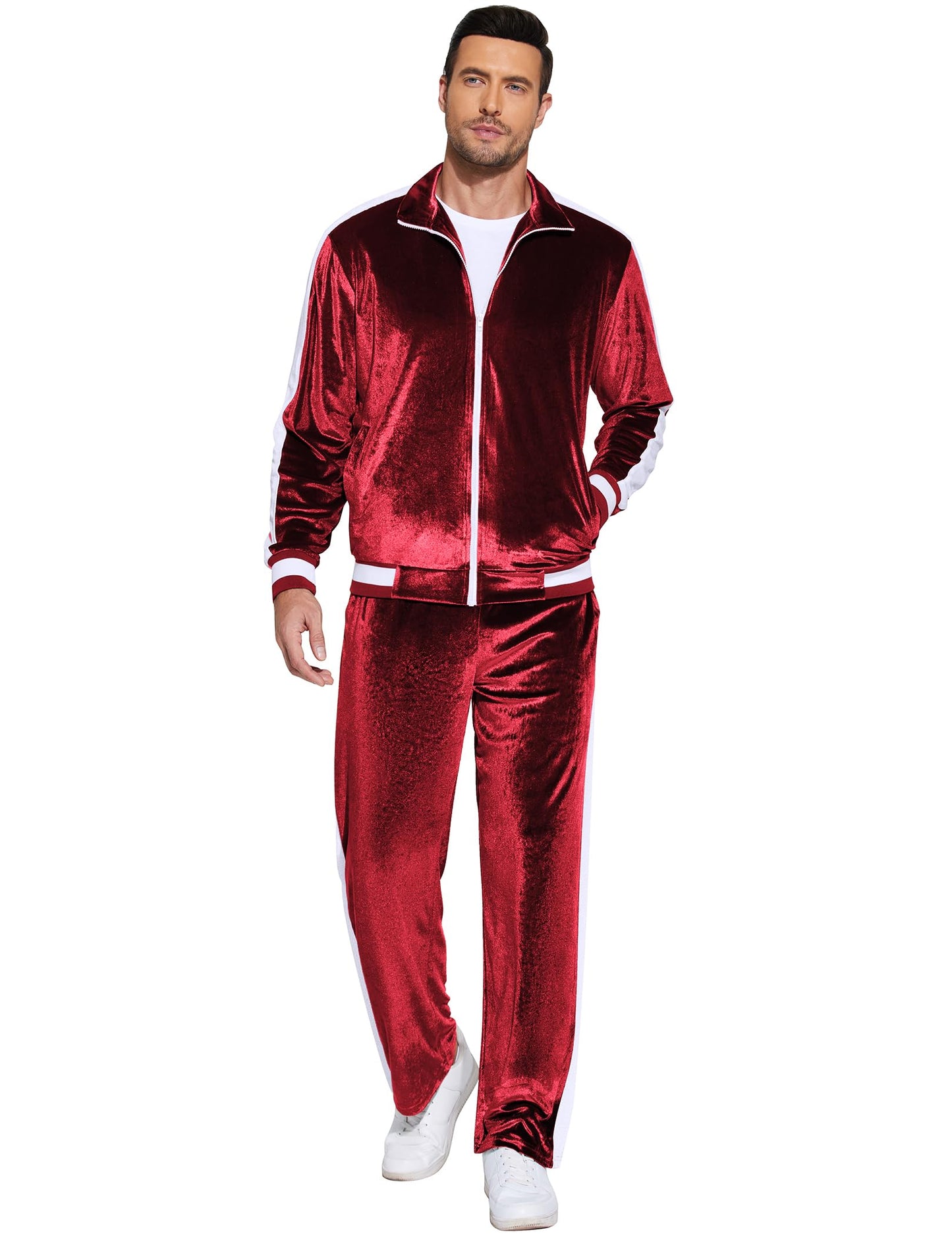 COOFANDY Mens Tracksuit 2 Piece Set Velour Velvet Sweatsuit Jogging Suits Full Zip Jacket Pants Outfits