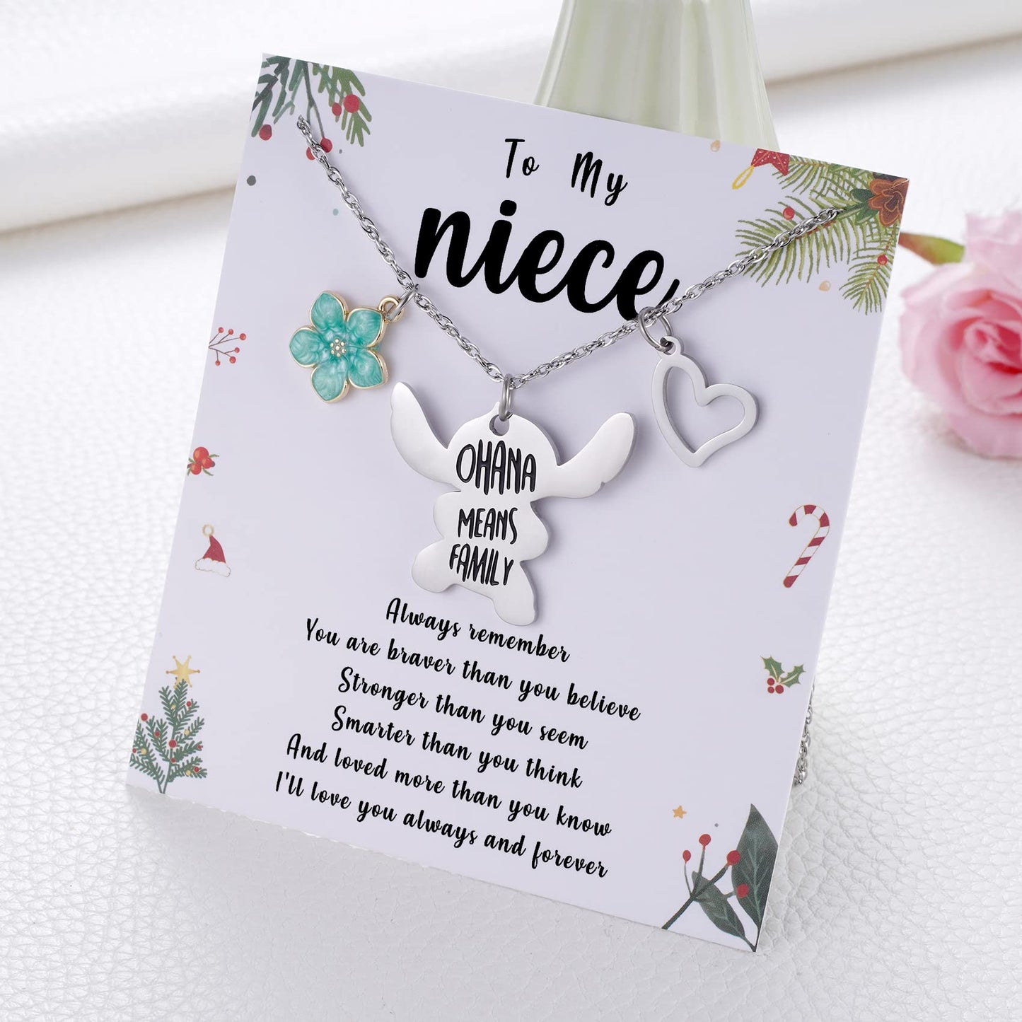 MIXJOY You are My Sunshine Necklace&Greeting Card, Birthday Christmas for Women Niece Daughter Granddaughter