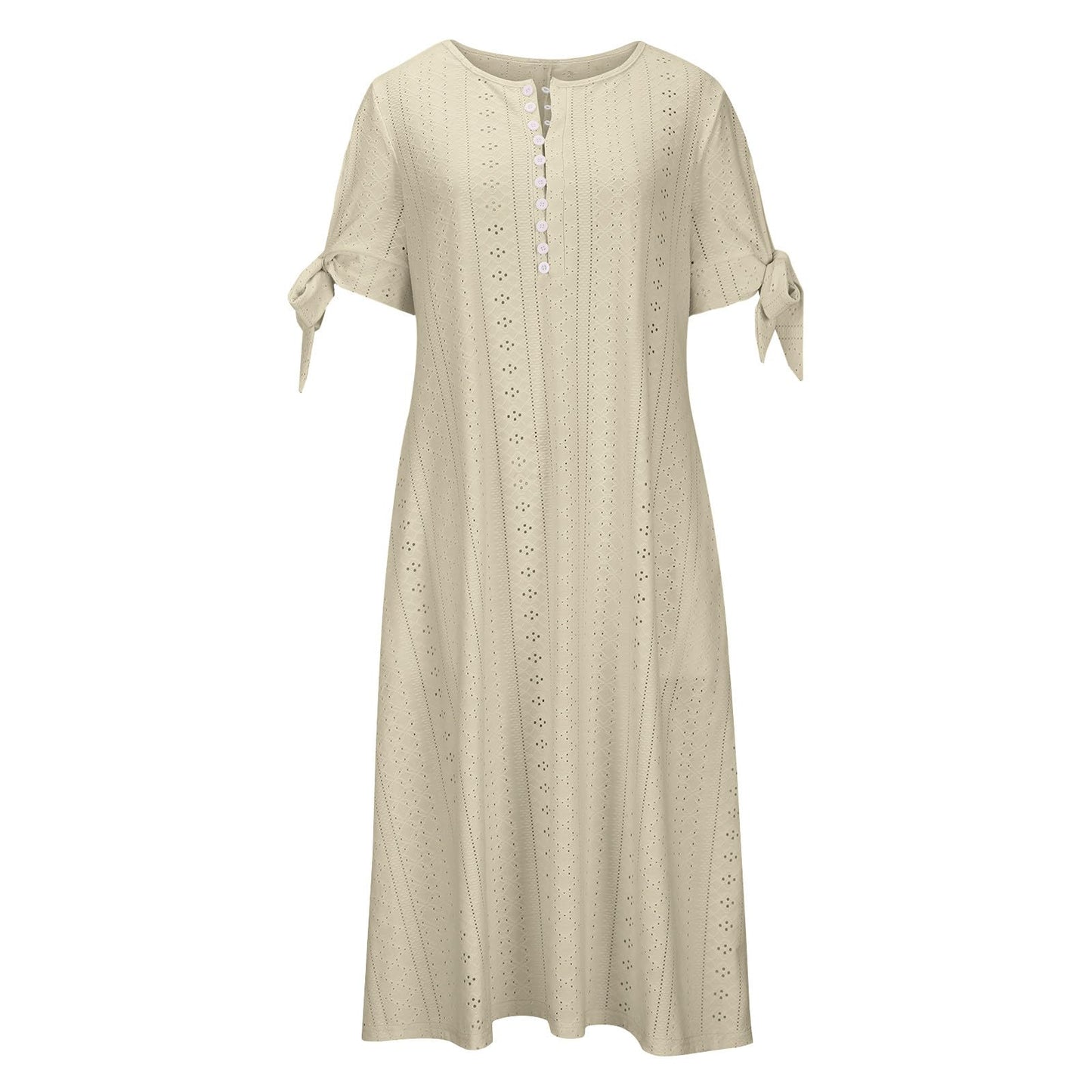Maxi Long Dresses for Women 2025 Trendy Short Sleeve Eyelet Tshirt Dress Casual Summer Beach Vacation Sundress