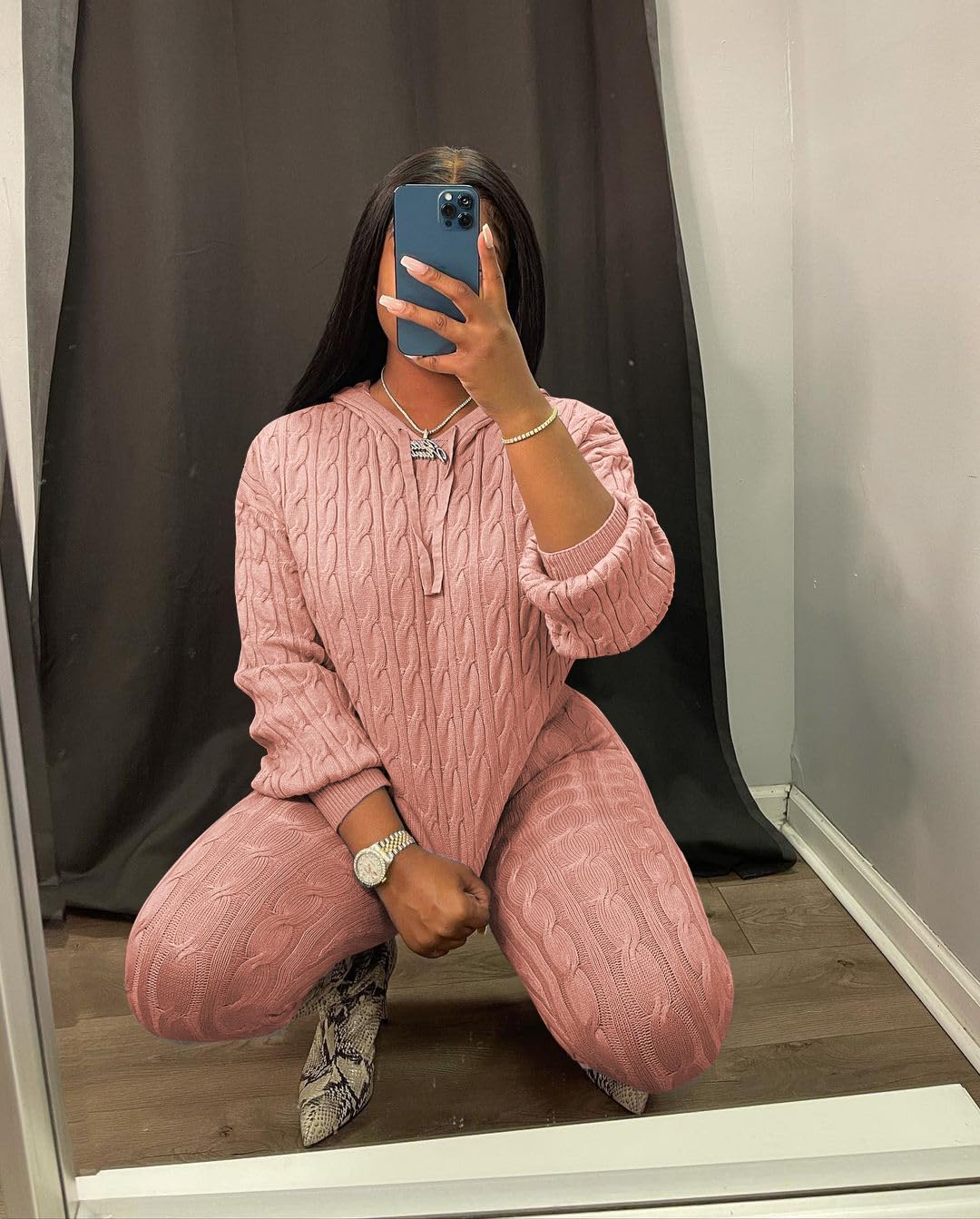 Nimsruc Knit Two Piece Outfits For Women Sweater Sets