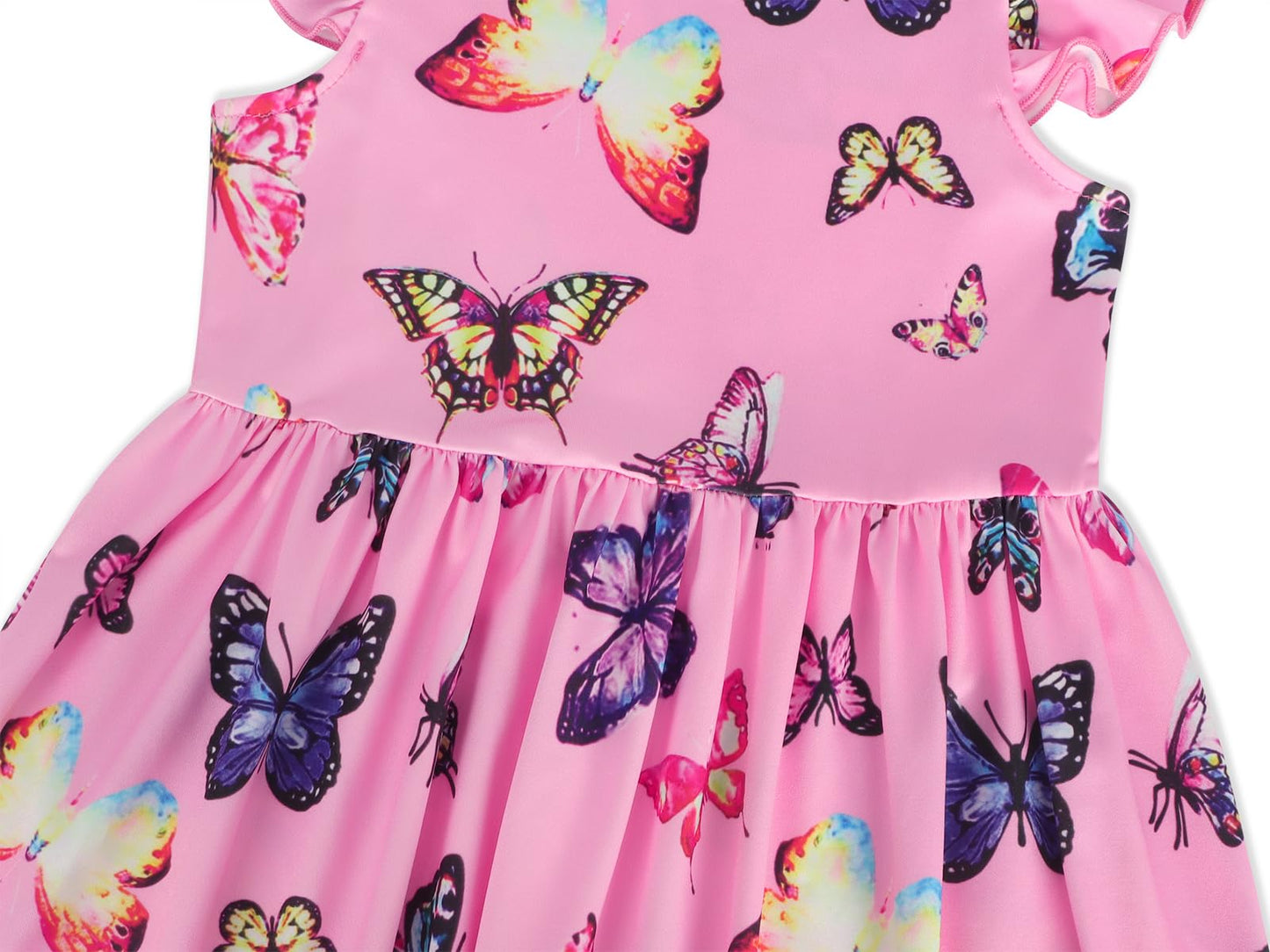 WonderBabe Easter Dresses for Girls Toddler Flutter Sleeve Easter Dress Casual Party School Dresses Clothes for Kids