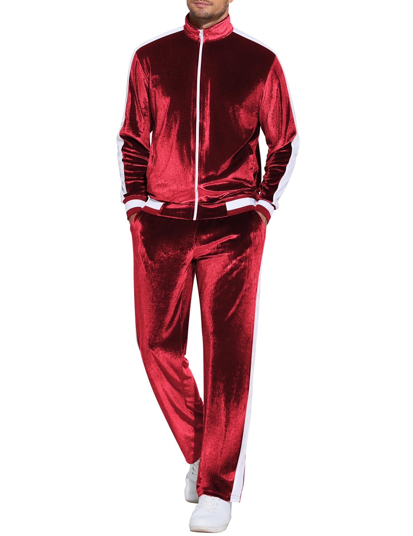COOFANDY Mens Tracksuit 2 Piece Set Velour Velvet Sweatsuit Jogging Suits Full Zip Jacket Pants Outfits