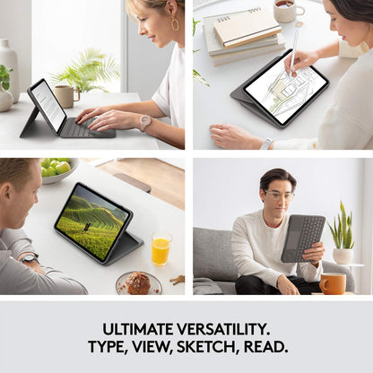 Logitech Combo Touch iPad Air 11-inch (M2) (2024), iPad Air (4th & 5th gen - 2020, 2022) Keyboard Case - Detachable Backlit Keyboard with Kickstand - Midnight Black