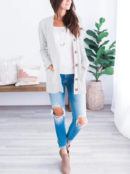 PRETTYGARDEN Women's Open Front Cardigan Sweaters Fall Fashion Button Down Cable Knit Chunky Winter Outerwear Coats