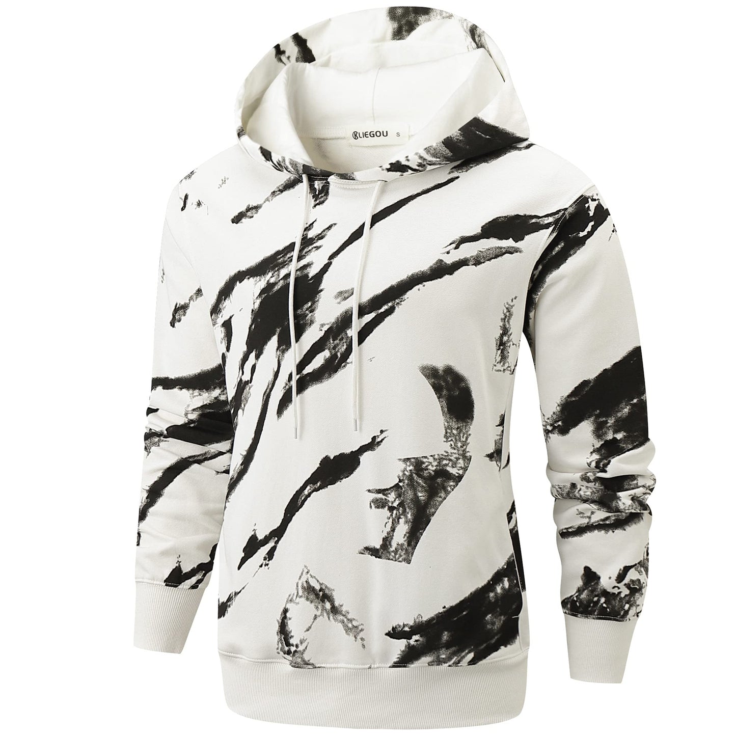 KLIEGOU Mens Tie-Dye Pullover Hooded Sweatshirt