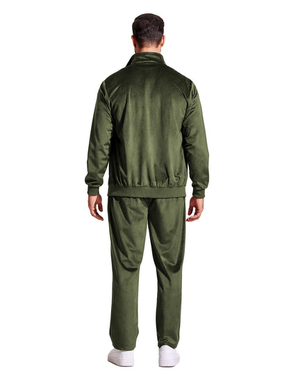 COOFANDY Mens 2 Piece Velour Tracksuit Full Zip Jackets Pants Velvet Jogging Suits Sweatsuit Set