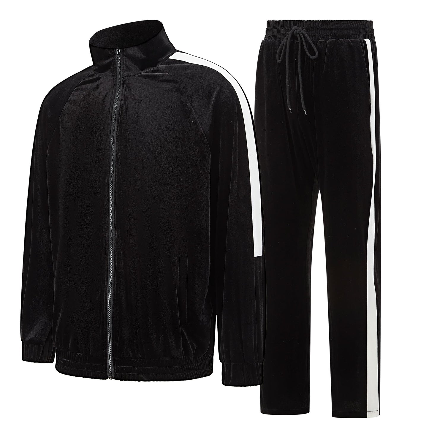 Mens Tracksuit 2 Piece Velour Sweatsuit for Men Casual Full Zip Jogging Suit Jacket Pants Set