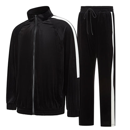 Mens Tracksuit 2 Piece Velour Sweatsuit for Men Casual Full Zip Jogging Suit Jacket Pants Set