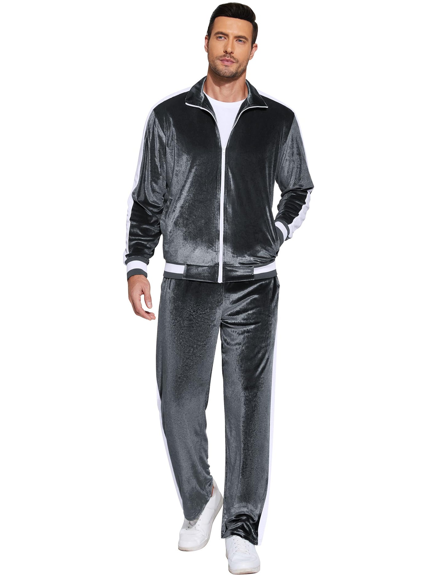 COOFANDY Mens Tracksuit 2 Piece Set Velour Velvet Sweatsuit Jogging Suits Full Zip Jacket Pants Outfits