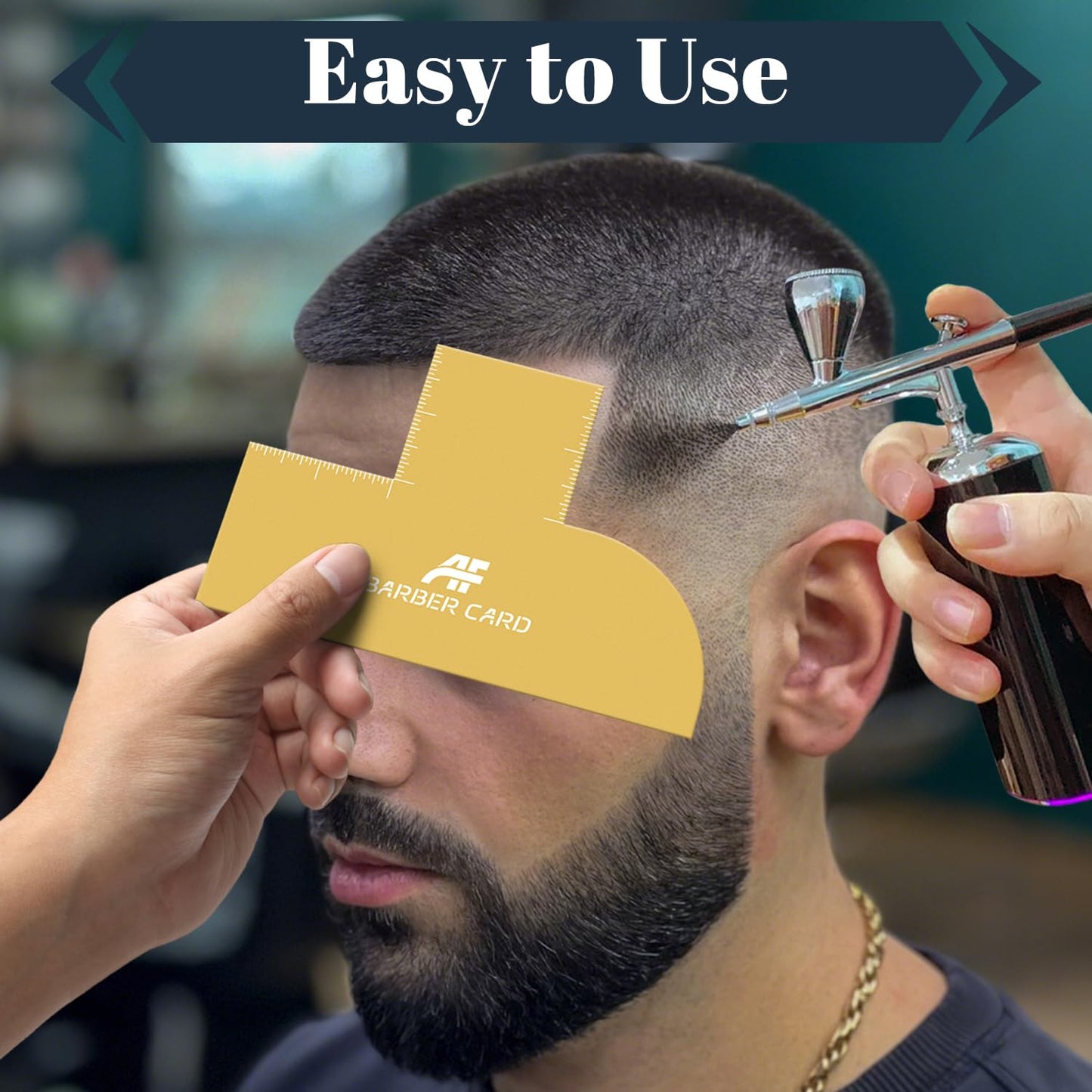 Enhancement Card for Barbers with Measurement Indicators, Reusable Barber Line up Tool and Color Spray Edge Hairline Shaping Tool (Black, One-Size)