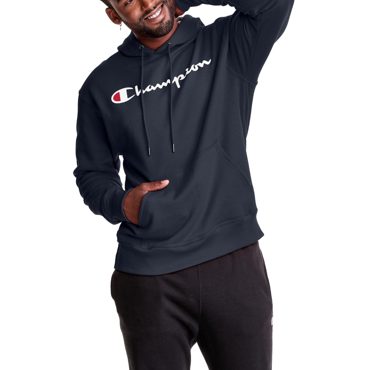 Champion Men's Hoodie, Powerblend, Fleece Men's Hoodie, Comfortable Men's Sweatshirt, Script Logo (Reg. or Big & Tall)