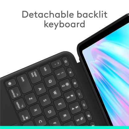 Logitech Combo Touch iPad Air 11-inch (M2) (2024), iPad Air (4th & 5th gen - 2020, 2022) Keyboard Case - Detachable Backlit Keyboard with Kickstand - Midnight Black