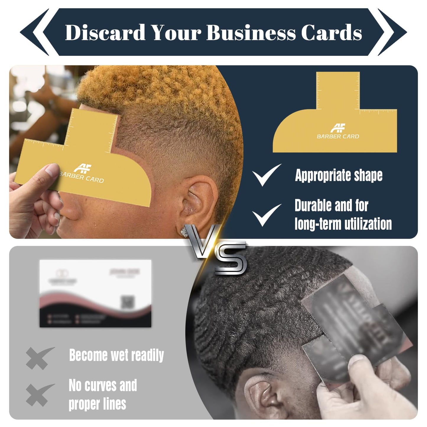 Enhancement Card for Barbers with Measurement Indicators, Reusable Barber Line up Tool and Color Spray Edge Hairline Shaping Tool (Black, One-Size)