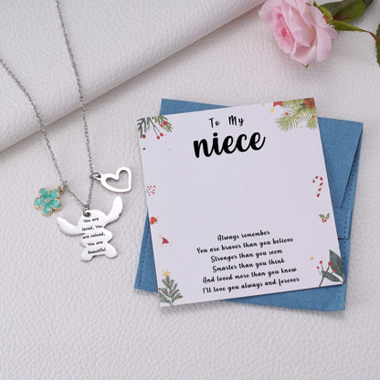 MIXJOY You are My Sunshine Necklace&Greeting Card, Birthday Christmas for Women Niece Daughter Granddaughter