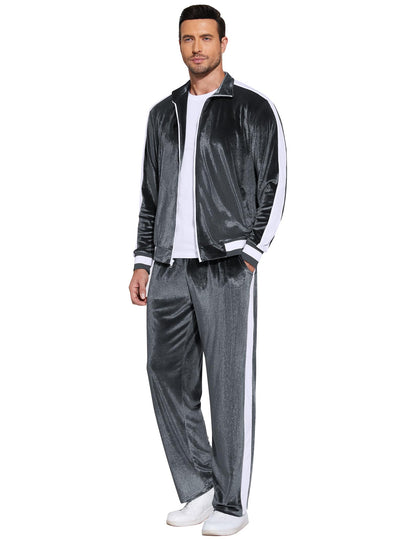 COOFANDY Mens Tracksuit 2 Piece Set Velour Velvet Sweatsuit Jogging Suits Full Zip Jacket Pants Outfits