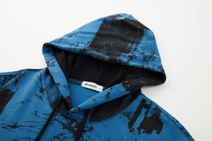 KLIEGOU Mens Tie-Dye Pullover Hooded Sweatshirt