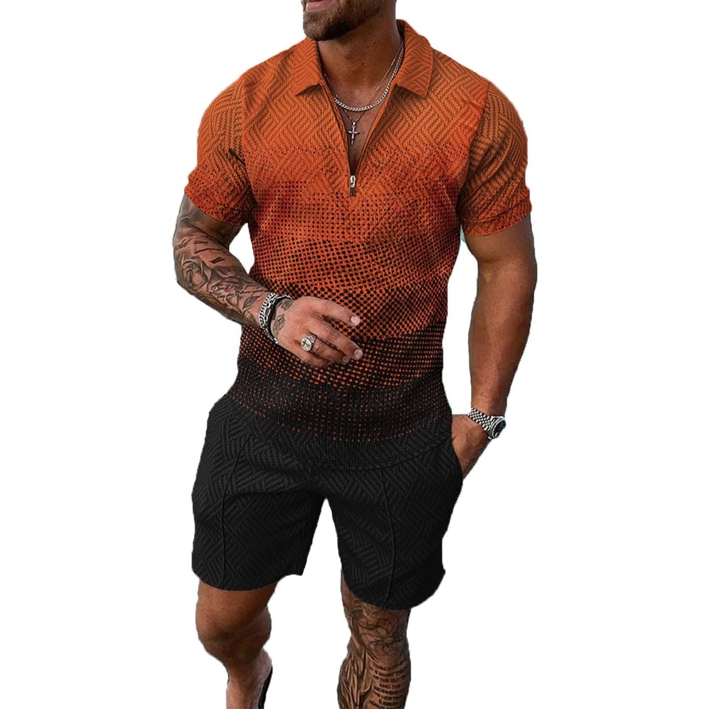 BIRW Mens Short Sets 2 Piece Outfits Polo Shirt Fashion Summer Tracksuits Casual Set Short Sleeve and Shorts Set for Men