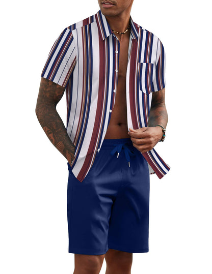 COOFANDY Men's 2 Piece Summer Beach Outfits Tropical Short Sleeve Button Down Shirts and Shorts Hawaiian Vacation Sets