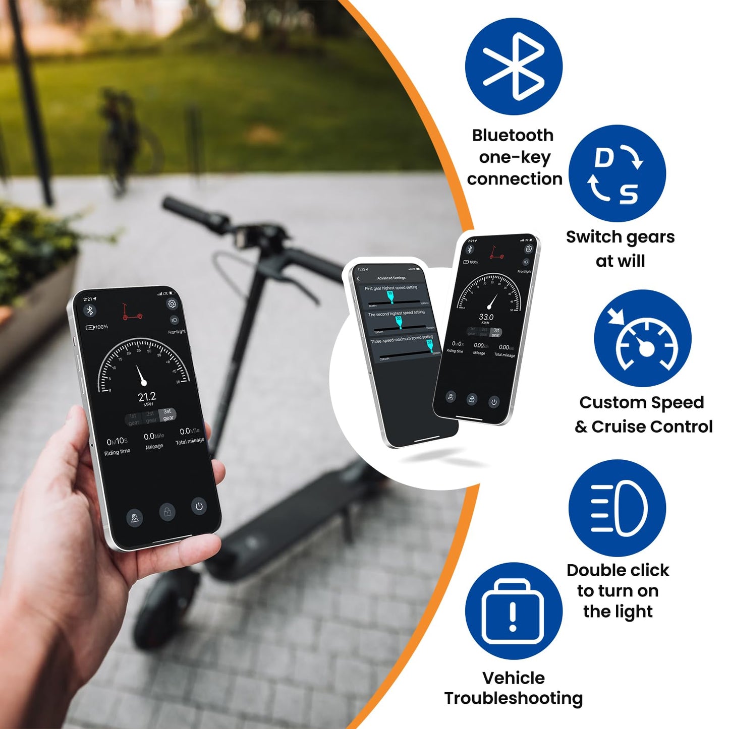 Electric Scooter, 500W Motor, Up to 17-20MPH &19-21 Miles, Commuter Escooter, Foldable E-Scooter for Adults with APP and Dual Braking System Escooter