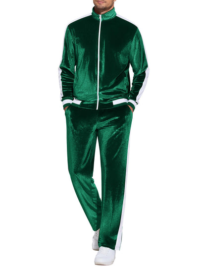 COOFANDY Mens Tracksuit 2 Piece Set Velour Velvet Sweatsuit Jogging Suits Full Zip Jacket Pants Outfits