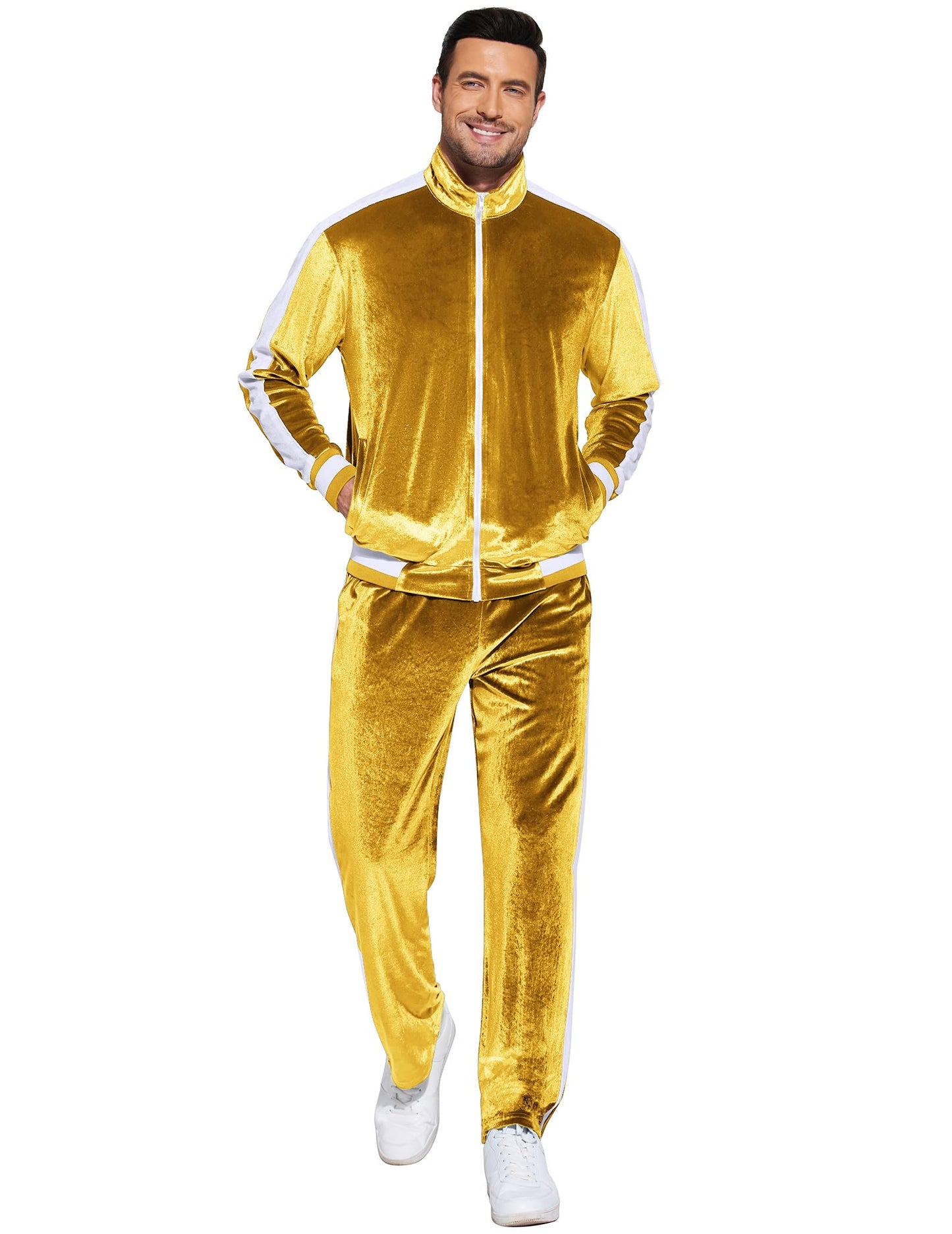 COOFANDY Mens Tracksuit 2 Piece Set Velour Velvet Sweatsuit Jogging Suits Full Zip Jacket Pants Outfits