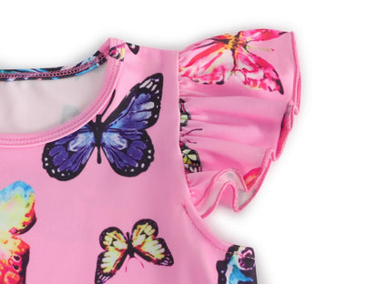 WonderBabe Easter Dresses for Girls Toddler Flutter Sleeve Easter Dress Casual Party School Dresses Clothes for Kids
