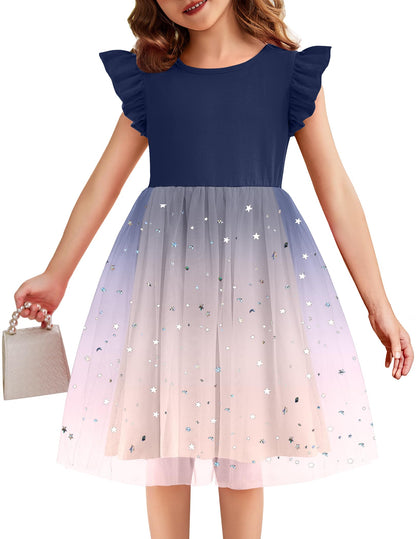 Toddler Tutu Dress Girls Ruffle Tulle Dresses Cute Summer Party Princess Sundress for 2-7Y