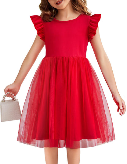 Toddler Tutu Dress Girls Ruffle Tulle Dresses Cute Summer Party Princess Sundress for 2-7Y