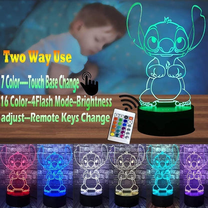 Cartoon Night Light - 3D LED Intelligent Remote Control 16-Color Lamp for Children's Room Decoration and Holiday Gifts