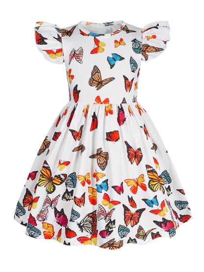 WonderBabe Easter Dresses for Girls Toddler Flutter Sleeve Easter Dress Casual Party School Dresses Clothes for Kids