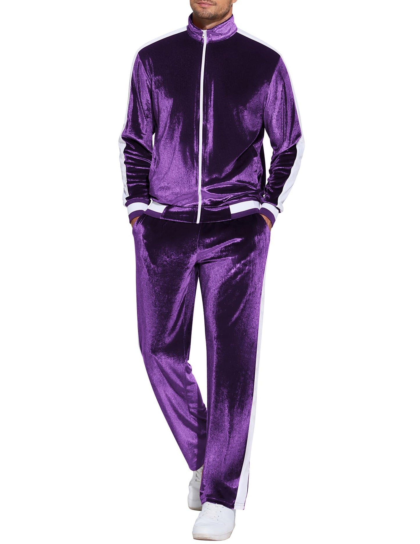 COOFANDY Mens Tracksuit 2 Piece Set Velour Velvet Sweatsuit Jogging Suits Full Zip Jacket Pants Outfits