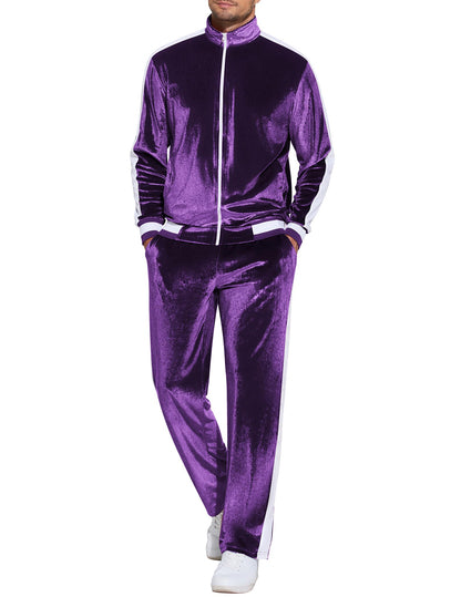 COOFANDY Mens Tracksuit 2 Piece Set Velour Velvet Sweatsuit Jogging Suits Full Zip Jacket Pants Outfits