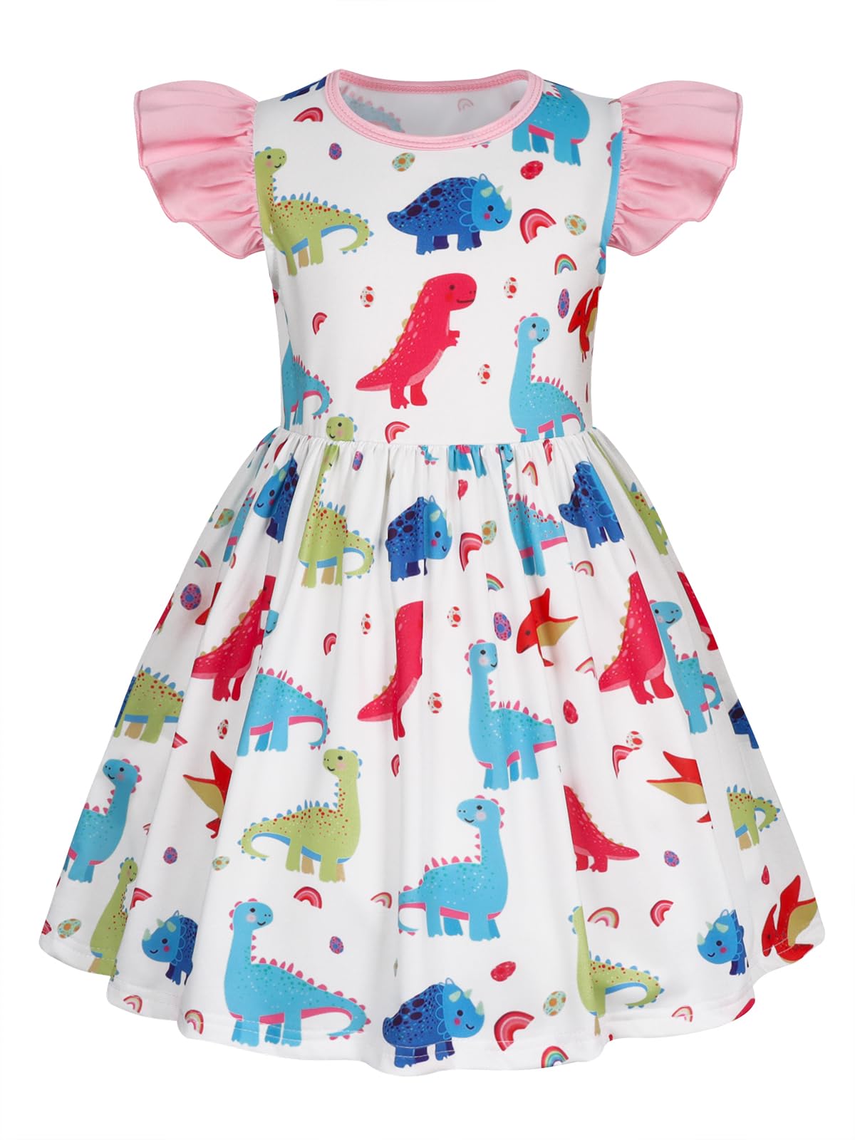 WonderBabe Easter Dresses for Girls Toddler Flutter Sleeve Easter Dress Casual Party School Dresses Clothes for Kids