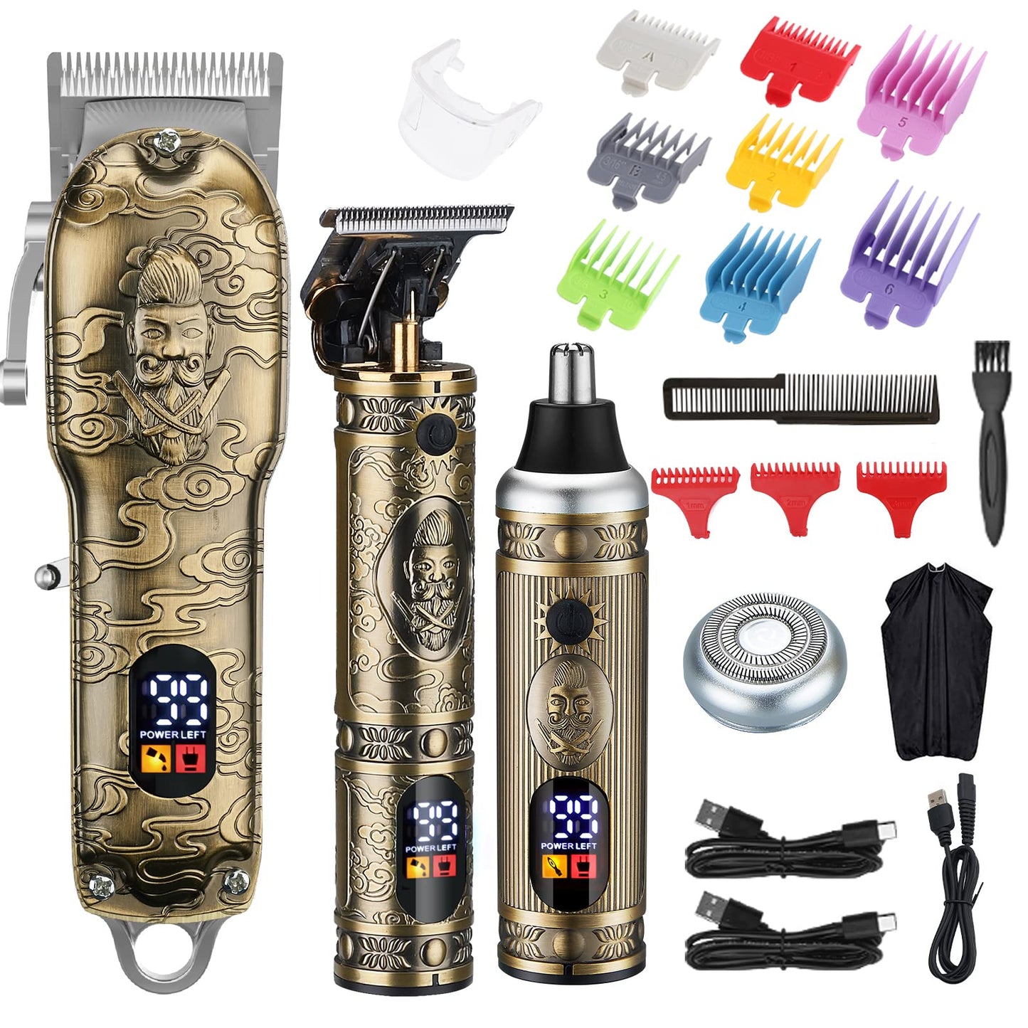 Lanumi Professional Hair Clippers Electric Razor Shavers Men 3 Piece Set Rechargeable Clippers and Trimmers Beard Trimmer Barber Kit with Travel Case Clippers for Hair Cutting Gifts for him