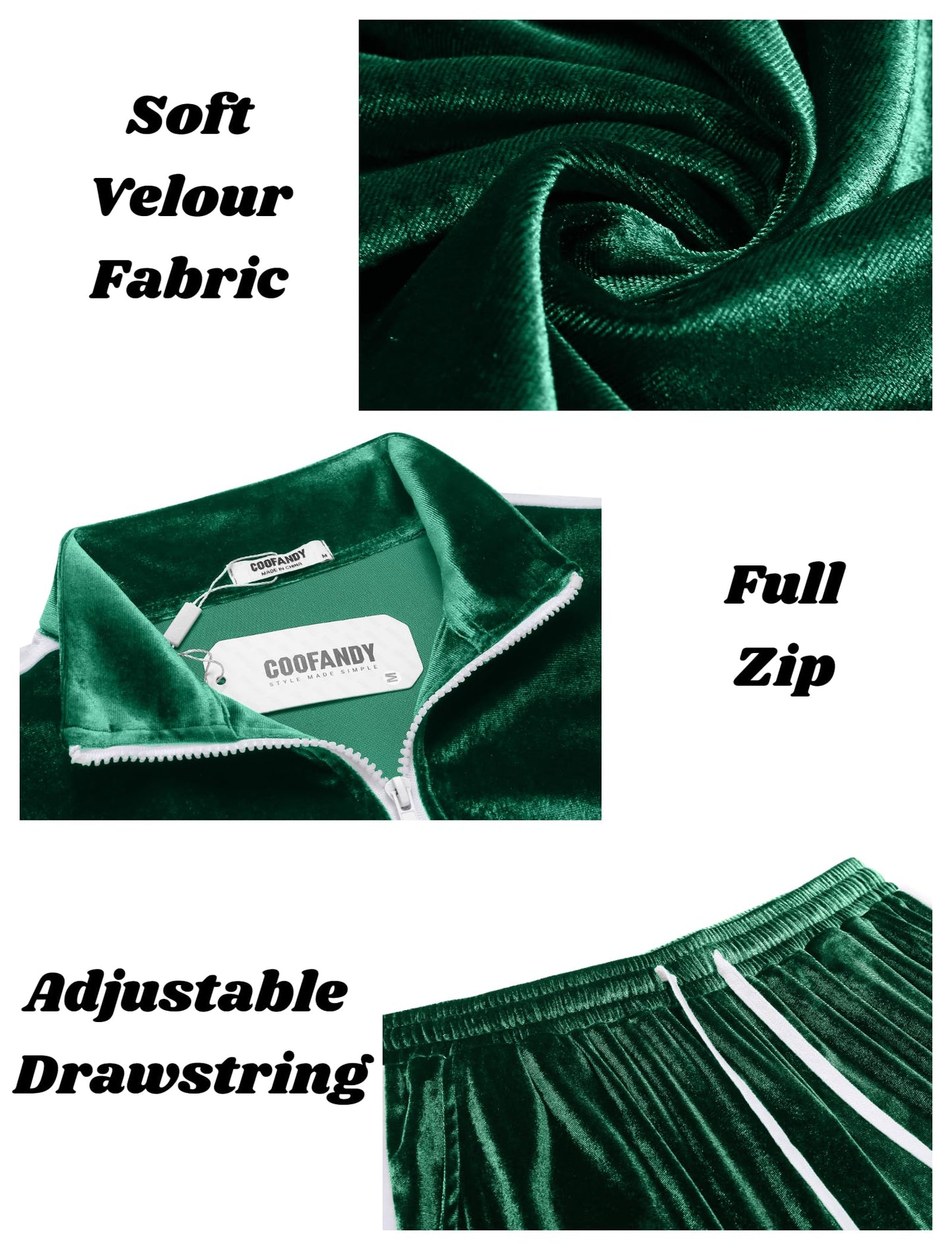 COOFANDY Mens Tracksuit 2 Piece Set Velour Velvet Sweatsuit Jogging Suits Full Zip Jacket Pants Outfits