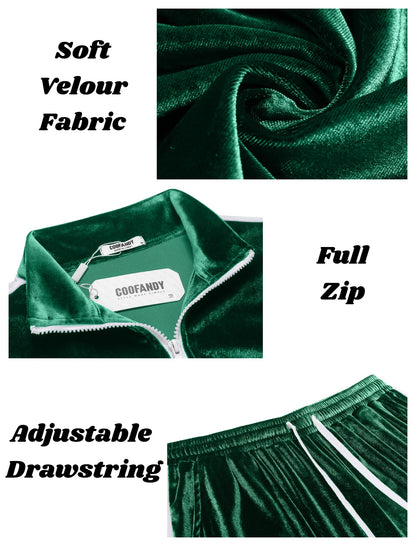 COOFANDY Mens Tracksuit 2 Piece Set Velour Velvet Sweatsuit Jogging Suits Full Zip Jacket Pants Outfits