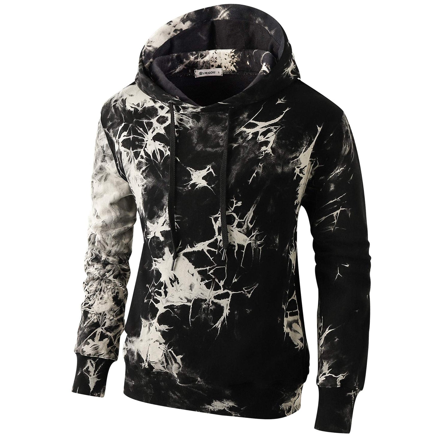 KLIEGOU Mens Tie-Dye Pullover Hooded Sweatshirt