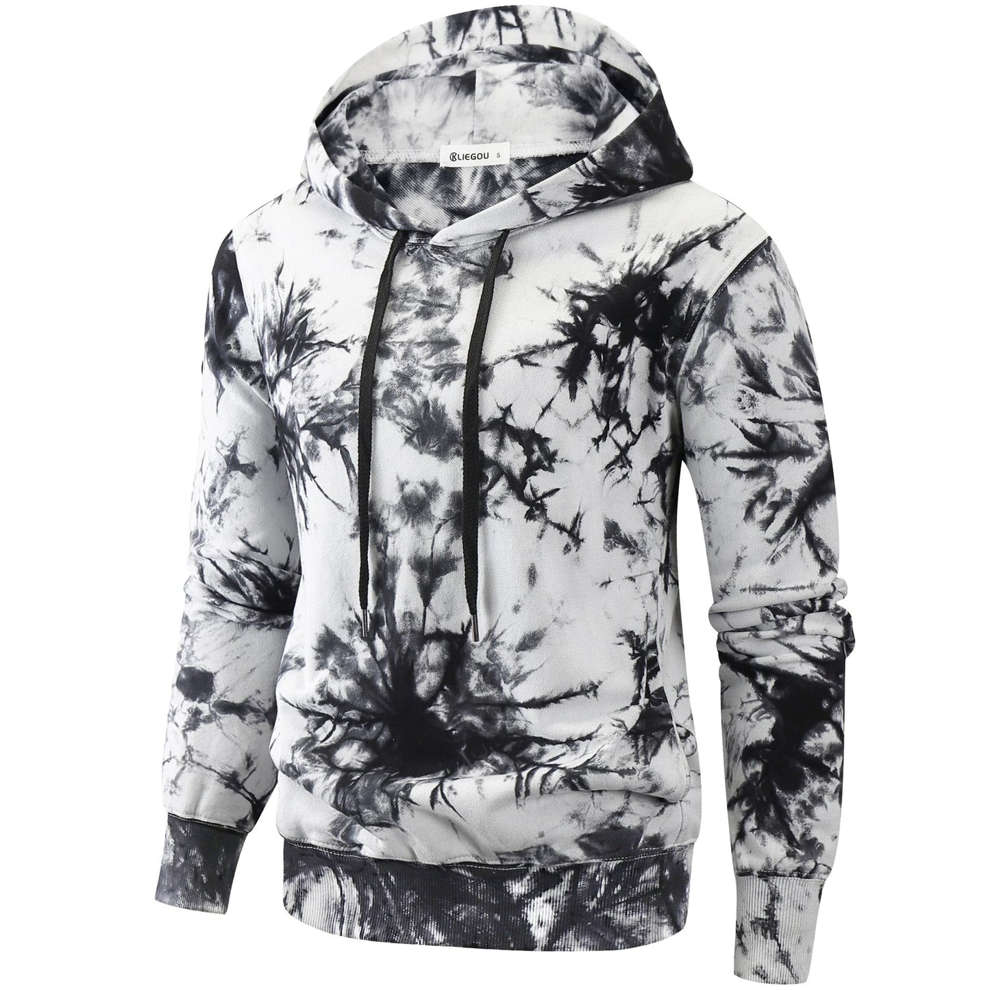 KLIEGOU Mens Tie-Dye Pullover Hooded Sweatshirt