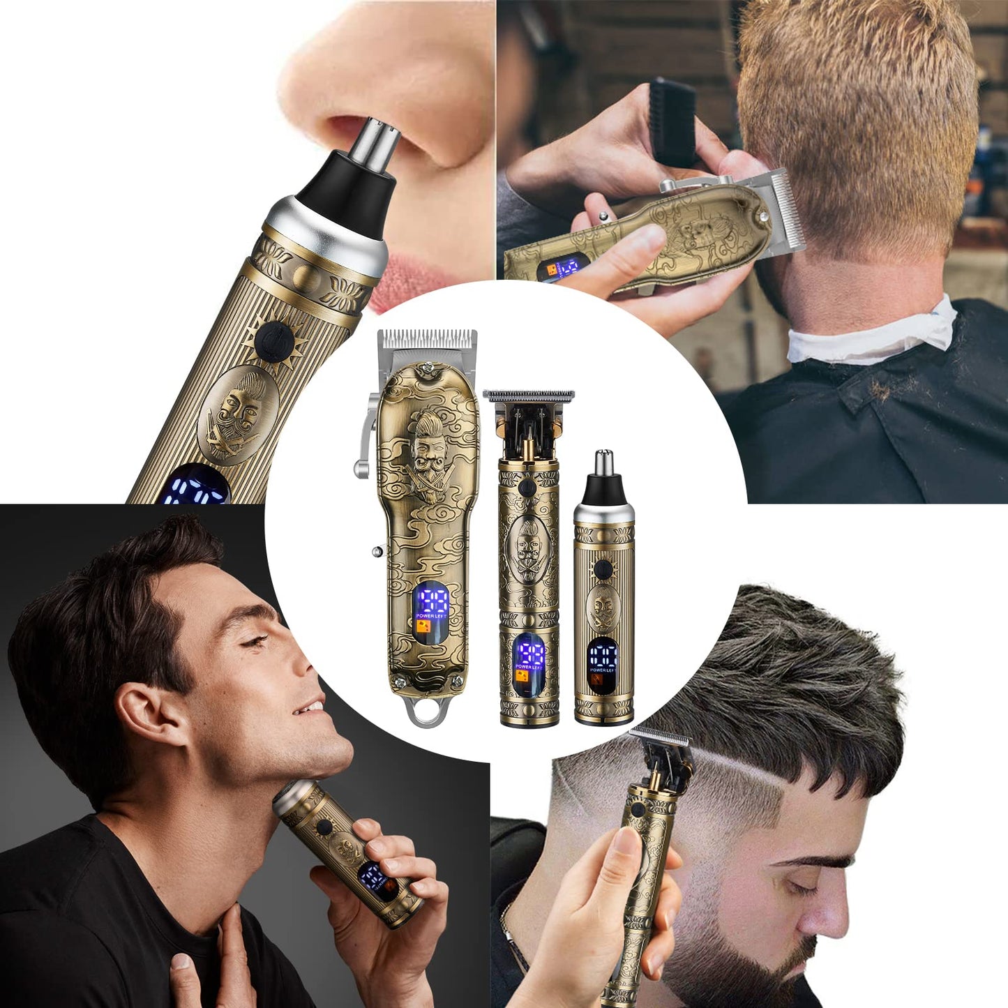 Lanumi Professional Hair Clippers Electric Razor Shavers Men 3 Piece Set Rechargeable Clippers and Trimmers Beard Trimmer Barber Kit with Travel Case Clippers for Hair Cutting Gifts for him
