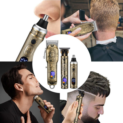 Lanumi Professional Hair Clippers Electric Razor Shavers Men 3 Piece Set Rechargeable Clippers and Trimmers Beard Trimmer Barber Kit with Travel Case Clippers for Hair Cutting Gifts for him