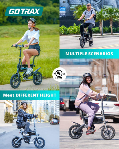 Gotrax Nano 14" Electric Bike, Max Range 25Miles(Pedal-Assist)&Max Speed 15.5Mph, 350W Folding E-Bike with Removable Battery, Adjustable Seat & Dual Mudguards, Commuter Electric Bicycle for Ages 13+